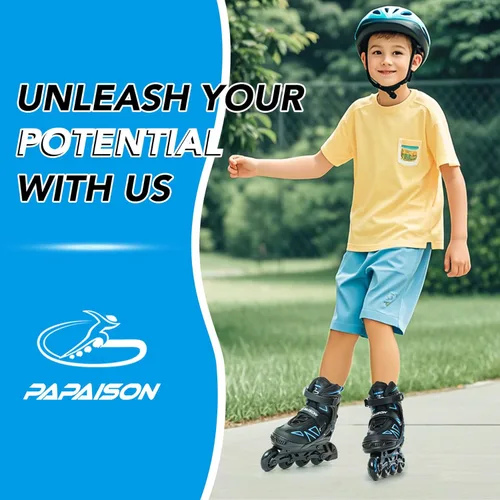 Vista 2 de PAPAISON Patines en línea para niños de 5 a 8 años, 8 a 12 años, tamaño ajustable, patines con cuchillas para principiantes para niños y jóvenes