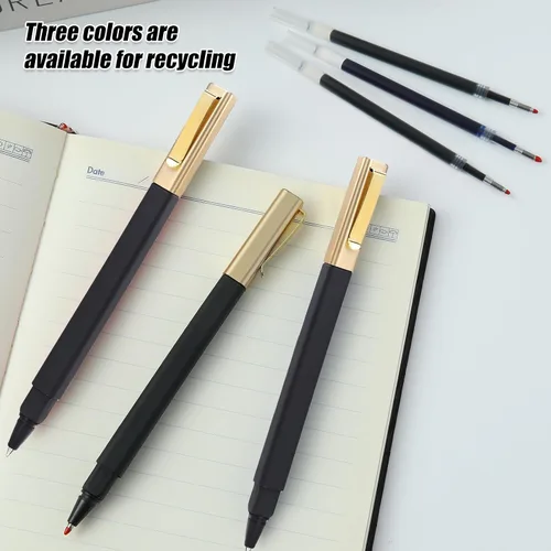 Vista 7 de 6 paquetes de bolígrafos de gel negros de 0.5 mm de punta media, bolígrafos de tinta de gel con tapa, secan rápidamente, bolígrafo de punta redonda