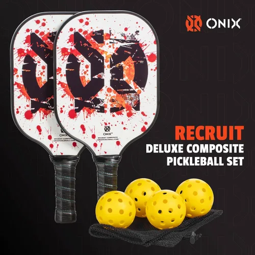 Vista 2 de Onix Pickleball Paddle Set with 2 Composite Paddles and 4 Balls — Durable Construction, Stylish Graphics, 90-Day Limited Warranty