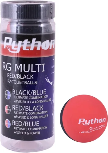 Vista 2 de Python 3 Ball Can RG - Bolas de raqueta multicolor (respaldadas por la leyenda de racquetball Ruben González!)