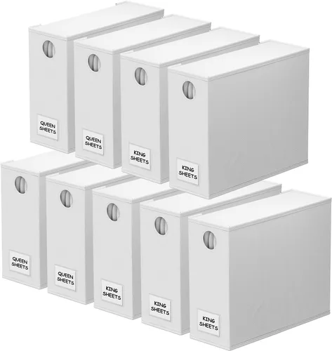 Vista 8 de SpaceAid Paquete de 6 Organizadores y Almacenamiento de Sábanas de Cama, Organizador de Sábanas Plegable con Ventana para Armario de Ropa Blanca