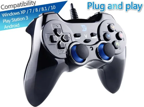Vista 2 de ZD-V control de juegos cableado con USB color negro para PC compatible con Windows XP7810 PlayStation 3 Android