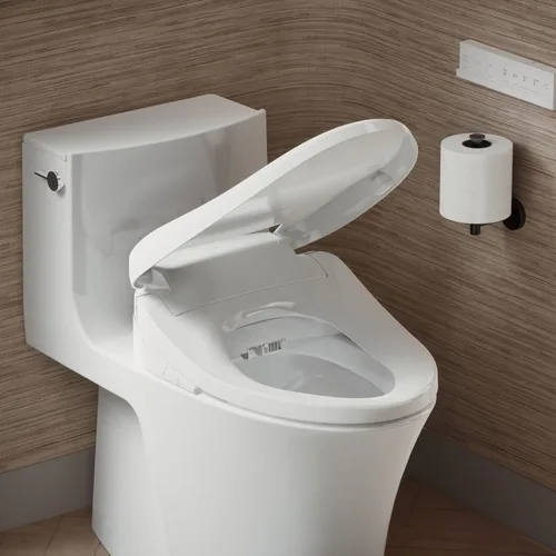 Vista 4 de Kohler PureWash E820 - Asiento de inodoro alargado con calefacción, blanco con control remoto, tapa de cierre silencioso, desodorización automática