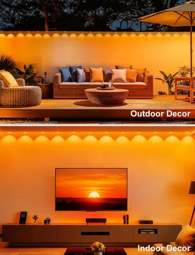 Vista 4 de BSGlobal 100 pies de luces exteriores permanentes, 60 luces LED RGB e IC inteligentes para aleros con control por aplicación/remoto, 209 modos