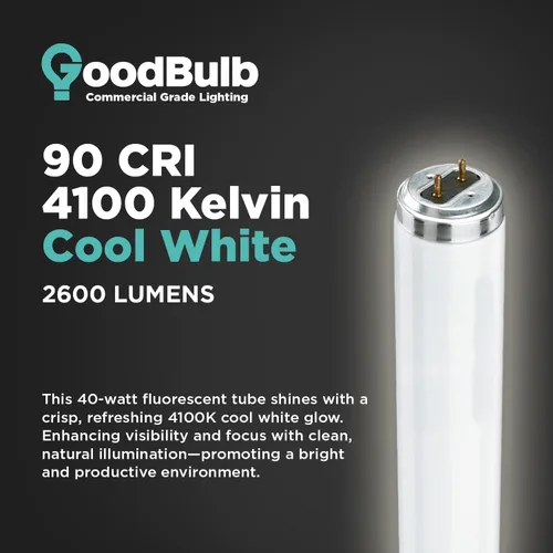 Vista 5 de GoodBulb Paquete de 30 bombillas fluorescentes T12 de 40 W de 48 pulgadas, sustituyen a F40T12/841, luz blanca fría de 4100 K, base bi-pin media