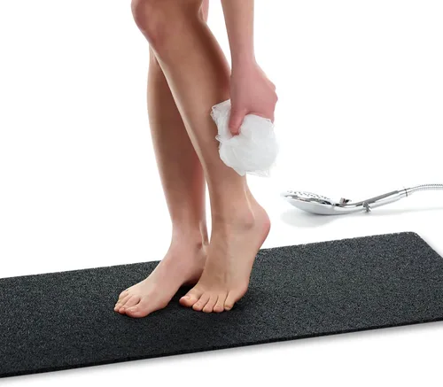 Vista 58 de Enkosi Alfombra de ducha antideslizante Loofah para suelos de ducha, bañera, baños, zonas húmedas, alfombrilla de baño acolchada con agujeros