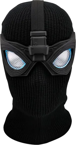 Vista 2 de Haho Máscara de superhéroe para la cabeza, disfraz de hombre de Peter Parker Spider Hero para cosplay (azul)