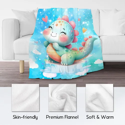 Vista 5 de Manta de Dinosaurio Regalos de Dinosaurio para Niñas, Manta Bonita para Niños, Manta de Forro Polar para Niños Pequeños Cómoda de Franela para Sofá