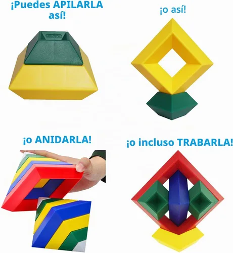 Vista 5 de KUTOI Bloques de construcción de juguetes apilables de pirámides, rompecabezas 3D, rompecabezas para niños y adultos, actividades creativas