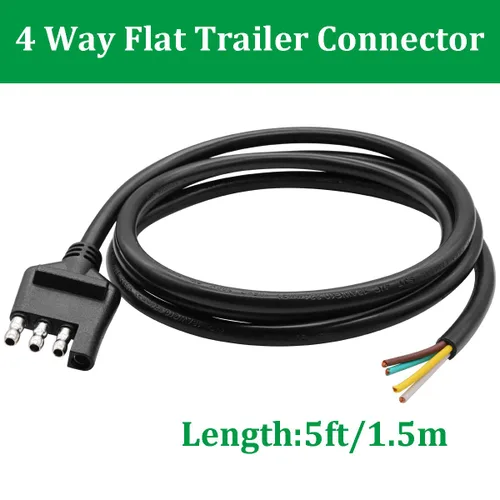 Vista 3 de Arnés de cableado de remolque de 4 vías de 5 pies/4.9 ft, conector de extensión de cable de remolque plano de 4 pines 18AWG