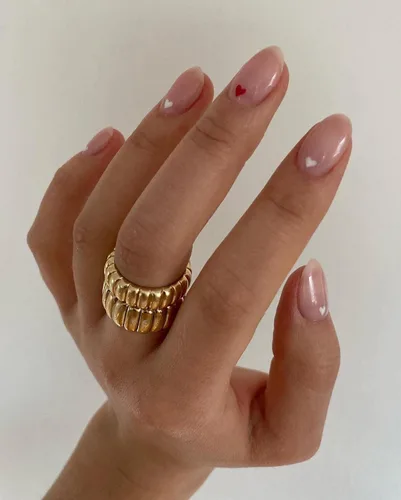 Vista 5 de Daisy Bloom Anillo chapado en oro de 18 quilates para mujer, anillo de cúpula de croissant y anillo de banda unisex grueso