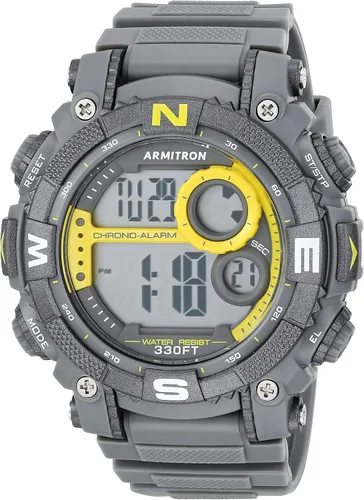 Vista 6 de Reloj deportivo Armitron Sport con cronógrafo digital para hombre, correa de resina, 40/8284 Gris/Naranja