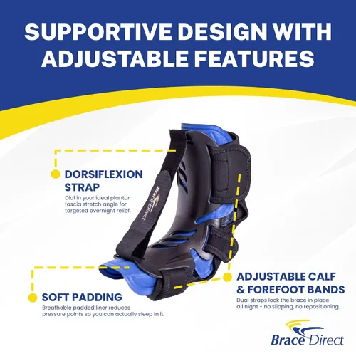 Vista 3 de Brace Direct Férula nocturna dinámica dorsal-posterior para fascitis plantar - Alivio nocturno para tendinitis de Aquiles, dolor de talón y pie