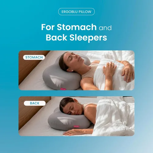 Vista 5 de IWS I WANNA SLEEP Premium Ergoblu Almohada de espuma viscoelástica cervical refrescante Satin-Touch No-Frizz Pillowcase, Orthopedic Neck & Spine