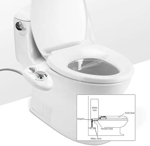 Vista 2 de iMounTEK Bidé de pulverización de agua fría fresca, bidé de boquilla doble autolimpiante, mango de control de presión de agua e interruptor de modo