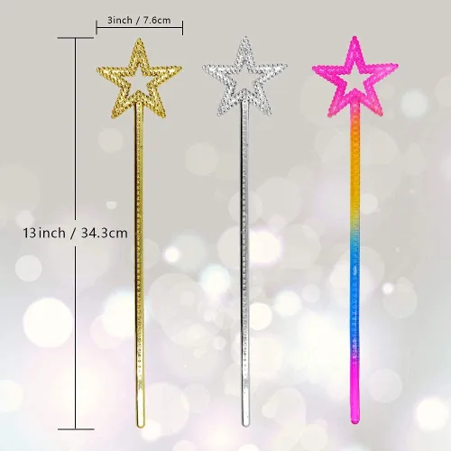 Vista 10 de Varitas de estrella de 3 piezas de varita de princesa de hadas para niñas, disfraz de fiesta de cumpleaños