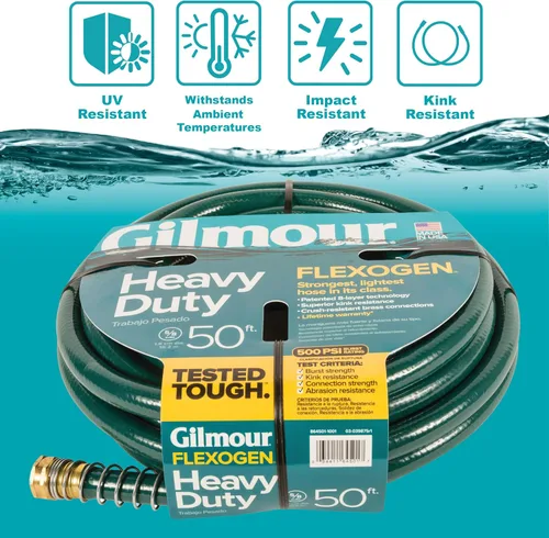 Vista 3 de Gilmour Flexogen Manguera de agua flexible de 5/8 pulgadas x 50 pies, manguera de jardín flexible para huertos, macizos de flores y aspersores