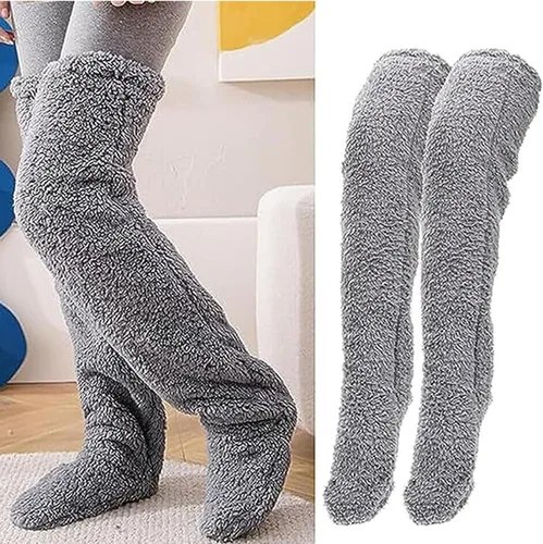 Vista 2 de Snuggs - Calcetines acogedores, pantuflas de calcetín Snugglepaws, suaves y cálidos por encima de la rodilla, calcetines altos hasta el muslo