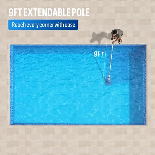 Vista 5 de BIELMEIER Aspiradora de piscina de mano con poste telescópico, limpiador de piscina actualizado de 19 GPM, potente succión, aspiradora inalámbrica