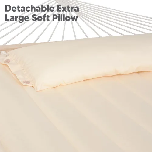 Vista 5 de SUNCREAT Hammocks Hamaca doble extragrande con soporte de 12 pies, capacidad de 475 libras, hamaca portátil al aire libre con barra separadora