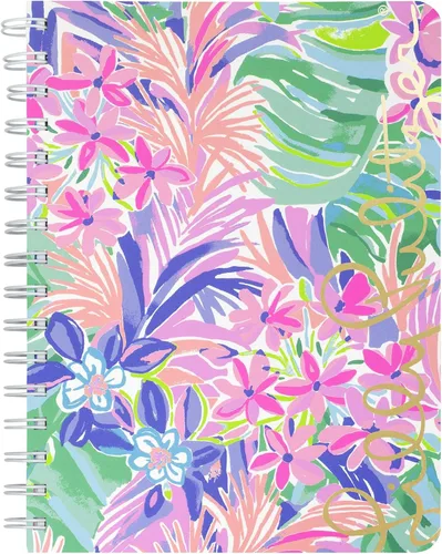 Vista 7 de Lilly Pulitzer Cuaderno de espiral de tapa dura mini azul/dorado, 8.25 x 6.5 pulgadas, pequeño diario con 160 páginas a rayas universitarias, Aqua