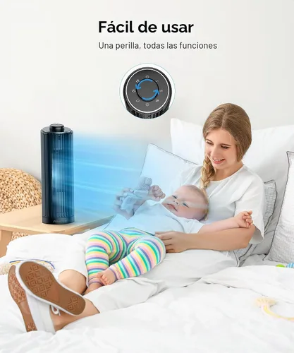 Vista 8 de Abolee Ventilador de torre, ventilador de escritorio de 23 pies/s, ventilador de mesa oscilante de 70° para dormitorio, ventilador de mesa de pie