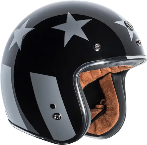 Vista 4 de TORC Casco de Motocicleta Unisex para Adultos de Cara Abierta Estilo T-50 3/4 Retro con Gráfico Captain Vegas (Negro Brillante, Pequeña), 1 Paquete