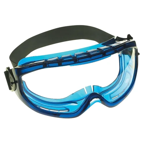 Vista 2 de KleenGuard V80 Monogoggle XTR OTG - Protección de gafas (18624), antiempañamiento, lente transparente, marco azul, 6 pares/estuche