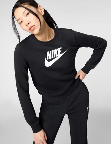 Vista 5 de Nike Sudadera deportiva de forro polar con logotipo y cuello redondo para mujer