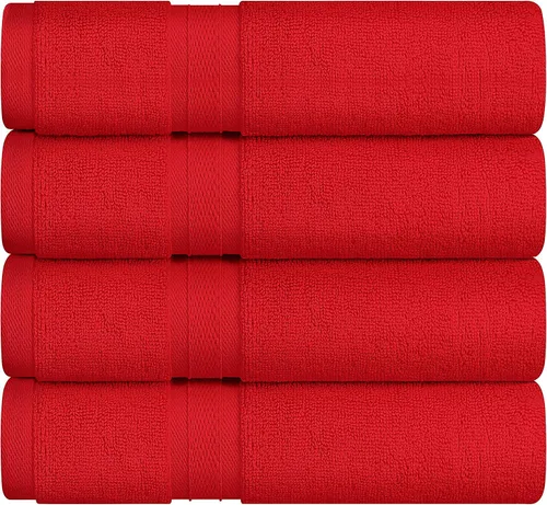 Vista 11 de Towel and Linen - Juego de toallas Mart color borgoña, 2 toallas de baño, 2 toallas de mano y 4 paños de 2 capas de baja torsión de 600 GSM, hilado
