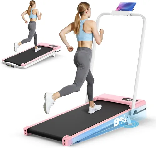 Vista 11 de Almohadilla para caminar con barra de asa, caminadora con inclinación del 8%, 2.5 HP silenciosa debajo del escritorio 320 libras 2 en 1 caminadoras