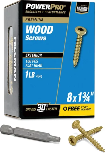 Vista 14 de Power Pro Tornillos de madera para exteriores de alta calidad, tornillos de cubierta multiusos #8 x 1-1/4 pulgadas para proyectos al aire libre
