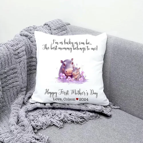Vista 3 de Generic Custom Mama Hippopotamus with Childs, First Mother's Day Custom Pillowcase, Personalized Mother's Day Pillowcase, Gift for Mom, Home Decor