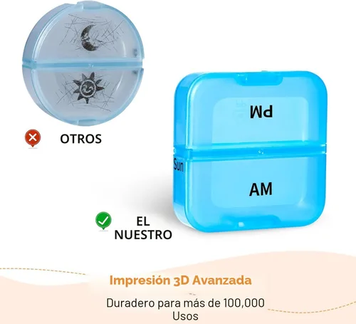 Vista 2 de Zoksi Organizador de pastillas 2 veces al día, pastillero semanal de 7 días, organizador de píldoras diario Am Pm con apertura grande de doble cara
