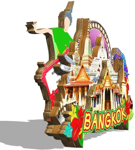 Vista 2 de Imán de Bangkok Tailandia para nevera de madera 3D hitos de viaje coleccionables recuerdos decoración hecha a mano - 2
