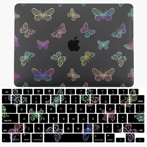 Vista 16 de IVY Funda para MacBook Old Air 13 2010-2017 Modelo A1369 A1466 Carcasa rígida para portátil [Flash Negro Transparente] [Cubierta de teclado] - LT11