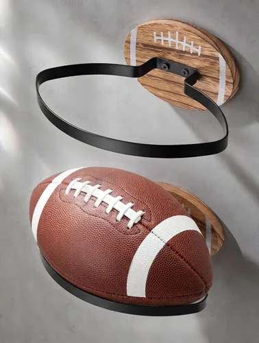 Vista 9 de Ball Holder Wall Mount, Ball Storage Display Rack Marrón