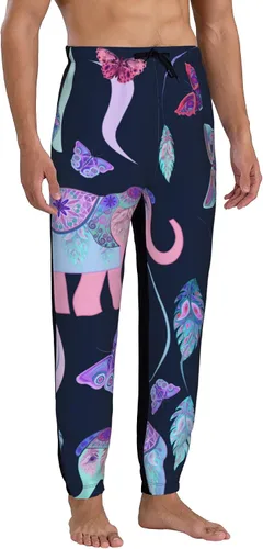 Vista 3 de Jutdopt Men Elephant Feathers Leaves Sweatpants Joggers Sweatpants Baggy Jogger Pants with Pocket for Men