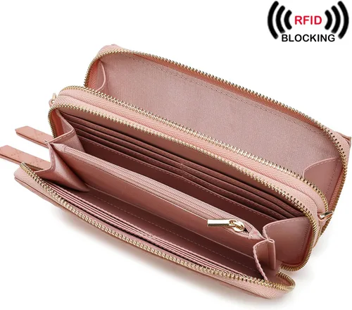 Vista 5 de Lanyani Cartera cruzada RFID con bolsillo para teléfono para mujer, cuero vegano
