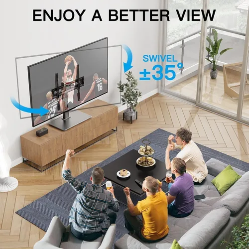 Vista 4 de PERLESMITH - Patas giratorias universales para televisores de 32 a 65 pulgadas de hasta 88 libras, base de soporte de mesa ajustable en altura