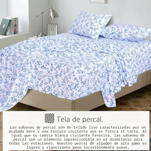 Vista 6 de RUVANTI Sábanas de percal 100% algodón, tamaño individual, anual Fresco fresco, bolsillo profundo de 16 pulgadas, suave, transpirable y duradero