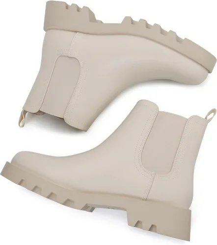 Vista 5 de firelli Botines Chelsea Combat para mujer, botines de invierno sin cordones