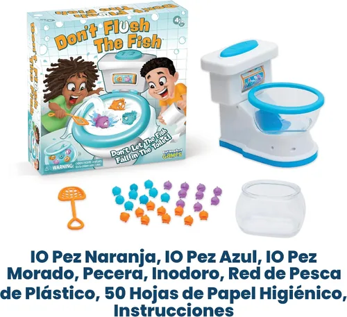 Vista 6 de Juegos de mesa Dont Flush The Fish para niños, juegos de mesa para la noche de juegos familiares para niños y adultos, divertido juego