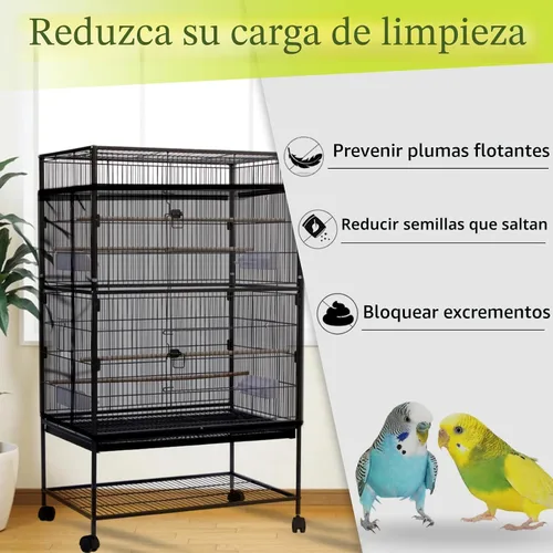 Vista 2 de Daoeny Funda para Captura de Semillas para Jaula de Pájaros, Cubierta Grande para Jaula de Pájaros, Red de Malla de Nylon Ajustable y Suave Negro