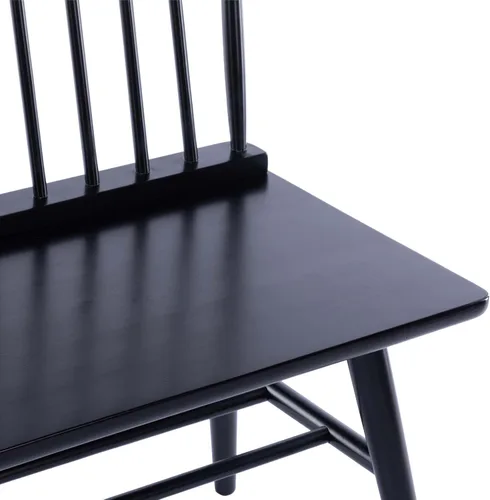 Vista 5 de DUHOME Banco de entrada, Banco de comedor negro con respaldo de espiral, Banco de madera de casa rural Windsor para vestíbulo, balcón, sala