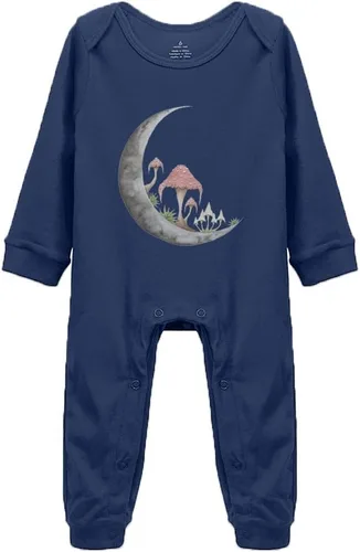 Vista 24 de Mushroom Moon - Body de manga larga para bebé recién nacido de 0 a 24 meses, color blanco Negro-1