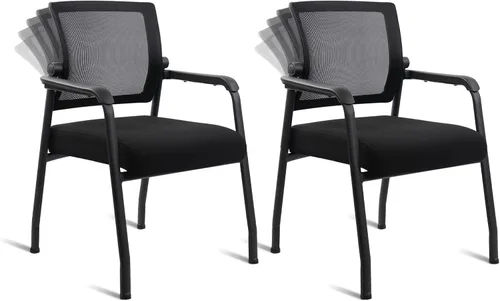 Vista 10 de KLASIKA Silla de escritorio sin ruedas con respaldo de malla ajustable, sillón con soporte lumbar ergonómico y cojín de asiento grueso, sillas
