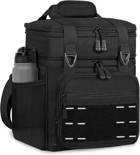 Vista 10 de Bolsa de almuerzo con enfriador - Lonchera táctica aislada para hombres y mujeres - Lonchera grande para adultos, trabajo, al aire libre, turnos
