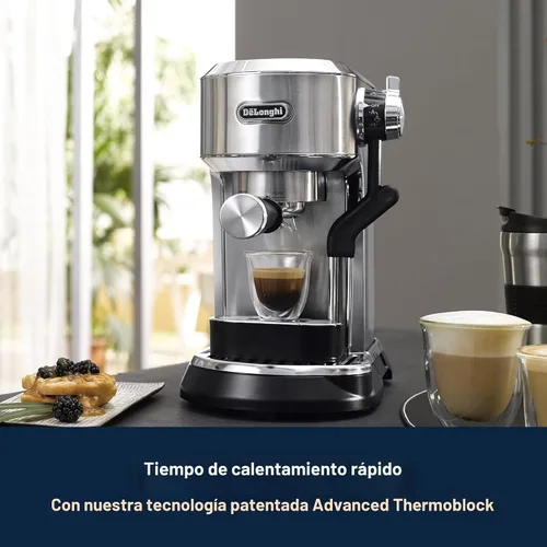 Vista 5 de De'Longhi Dedica Maestro Plus - Máquina de café expreso, varita de vapor automática, 3 ajustes de temperatura de café y espuma de leche, tanque