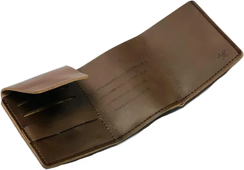 Vista 8 de costumebase WALTER MITTY WALLET secret life cuero genuino hecho a mano marrón, Marrón